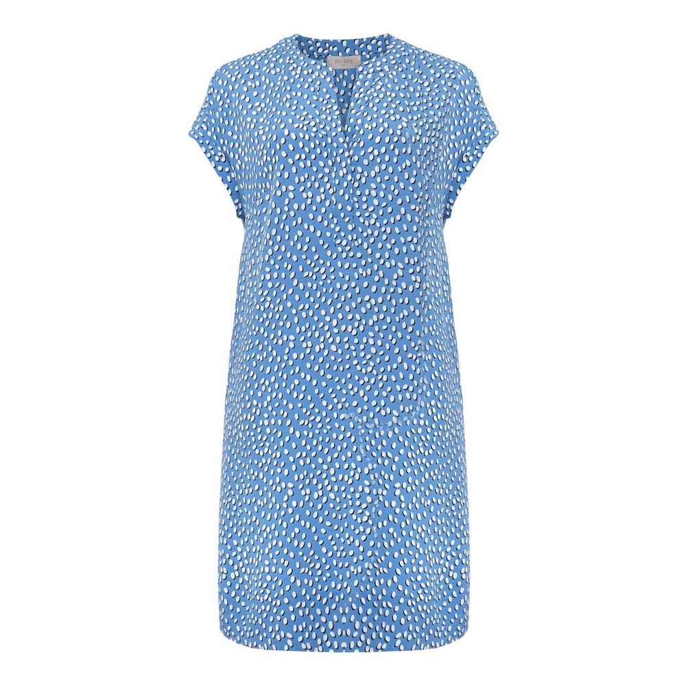 Hobbs London Cindy Pullover Blue Dots Shift Tunic Mini Dress Size US 6